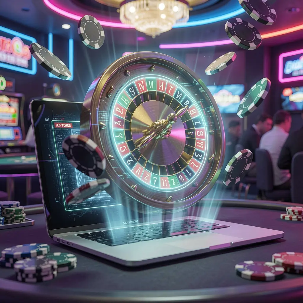 Mujer sonriente disfrutando de coloridas máquinas tragamonedas con brillantes símbolos 777 en una vibrante atmósfera de casino en el casino en línea GARUDA7 para jugadores en México GARUDA7 – Experimenta el juego de casino en línea de siguiente nivel en México